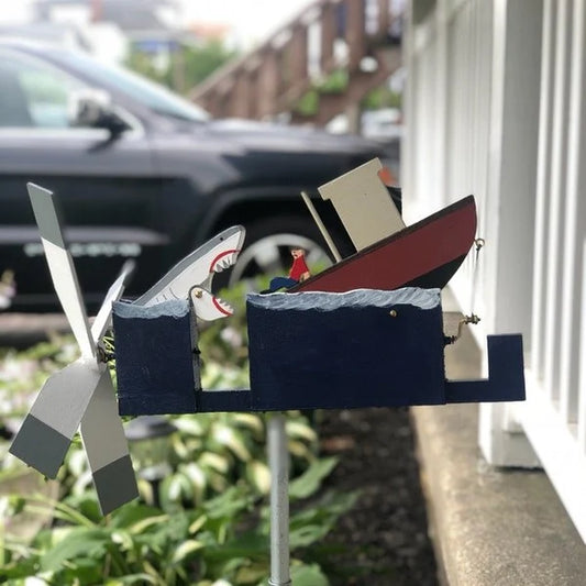 JAWS Disaster Whirligig - Funny Garden Decor