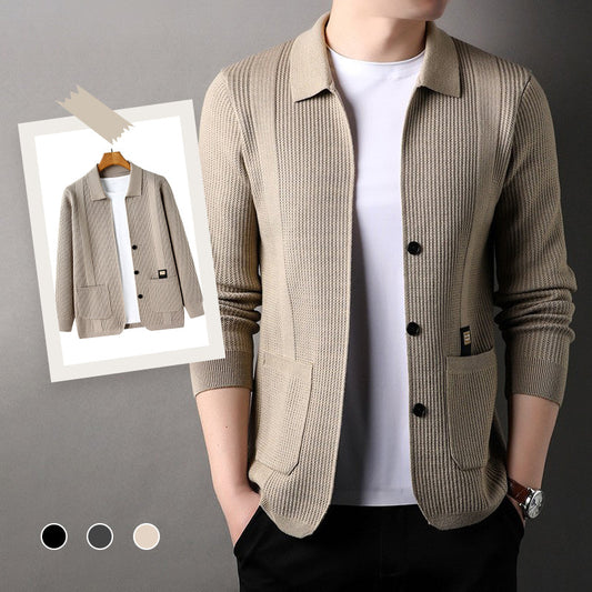 🔥New products in 2025🔥Men's Lapel Knitted Long Sleeve Coat