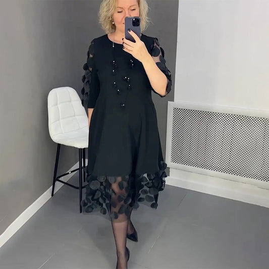 🔥2025 NEW SALES - 50% OFF🔥Plus Size Flared Dress with Dots Decor✈️