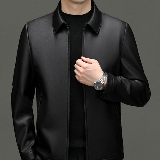 👨🦱 Men's Classic PU Leather Jacket with Zipper Front 🧥