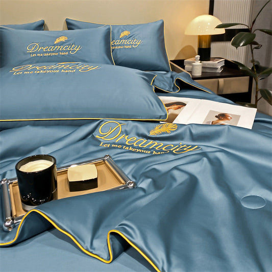 ⏳⌛Time-limited Special🍃Summer simple ice silk bed four-piece set🛏️