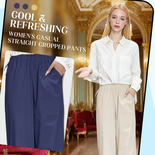 Women's Casual Straight Cropped Pants