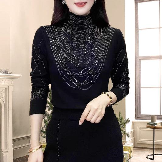Women's Padded High Neck Long Sleeve Blouse