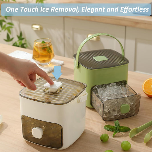 Ice Cube -serving tray with lid and bin, ice trays for freezer, flexible ice cube trays