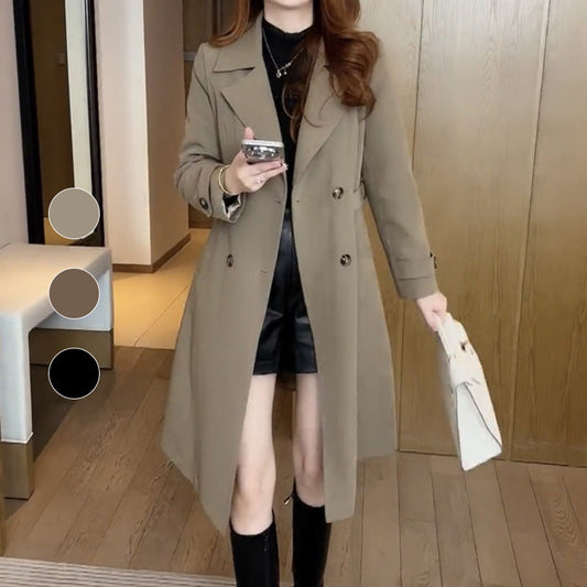 Elegant Women's Plush-Lined Trench Coat