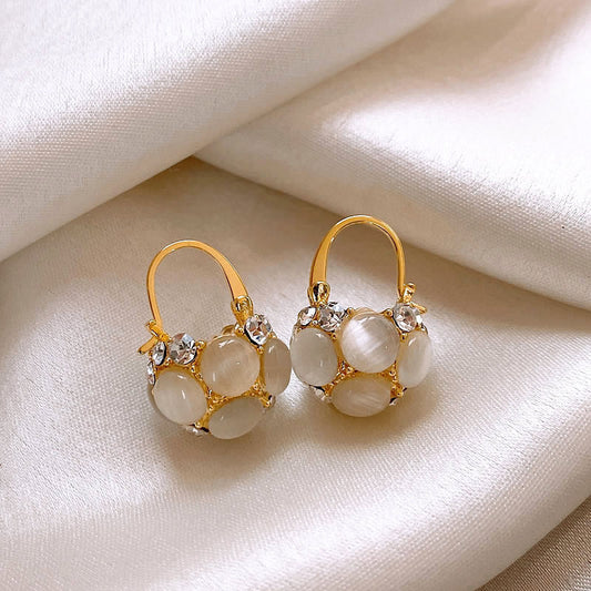 Women’s Elegant Gold - Hoop Earrings Adorned with Gemstones and Crystals✨