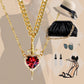 💕Vintage Matching Heart and Sword Necklace Set