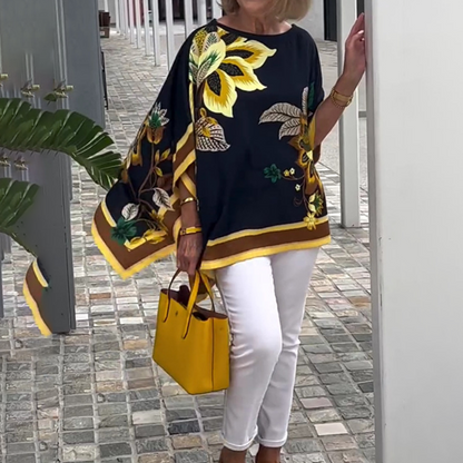 Women's Elegant Loose Printed V-Neck Tops