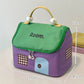 Large Capacity Color-Block Cartoon House-Shaped Handheld Cosmetic Bag