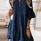 👗V-Neck Ruffle Trim Summer Dress – Lightweight Denim Look