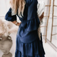👗V-Neck Ruffle Trim Summer Dress – Lightweight Denim Look