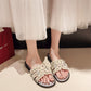 French Style Fake Pearl Embellished Flat Mules