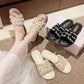 French Style Fake Pearl Embellished Flat Mules