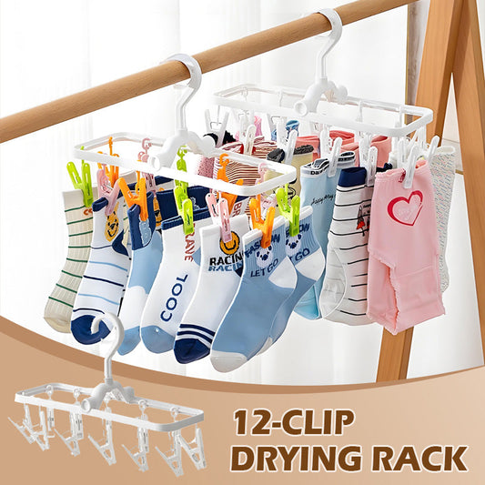 12-Clip Foldable & Windproof Drying Rack