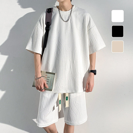 Men's Plus Size Short Sleeve T-Shirt & Shorts Tracksuit