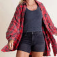 Women's Seams Raw Edge Washed Oversized Shirt Jacket With Pockets