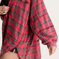 Women's Seams Raw Edge Washed Oversized Shirt Jacket With Pockets