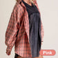 Women's Seams Raw Edge Washed Oversized Shirt Jacket With Pockets