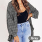 Women's Seams Raw Edge Washed Oversized Shirt Jacket With Pockets