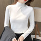 Women's Comfortable Solid Color Half High Neck Long Sleeve Top