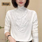 Women's Padded High Neck Long Sleeve Blouse