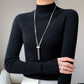 Half-High Knitted Sweater with Lining