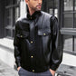 Casual Faux Leather Button Down Jacket