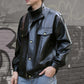Casual Faux Leather Button Down Jacket